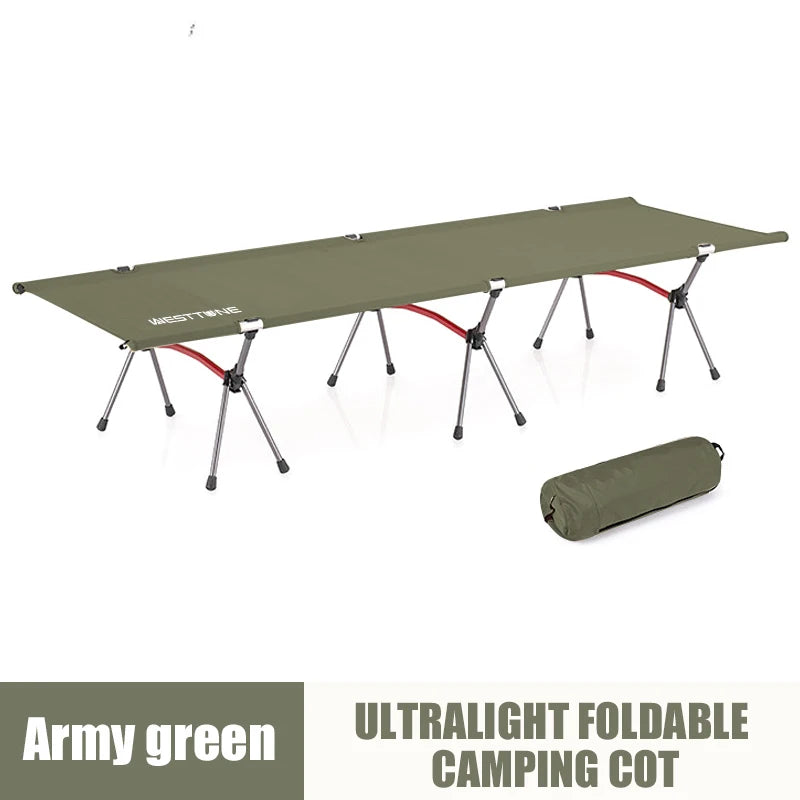 WESTTUNE Camping Cot with Leg Extenders Portable Folding Bed Ultralight