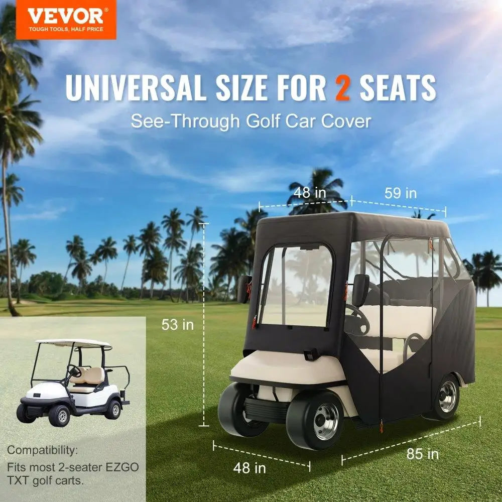 GOLF Cart Enclosure, 600D Polyester Driving Enclosure with 4-Sided Transparent Windows,