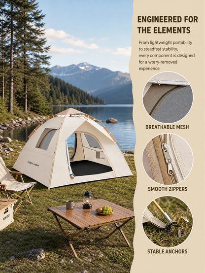 Automatic Pop-up Camping Tent, Windproof, Sunproof, and Waterproof, Portable and Foldable