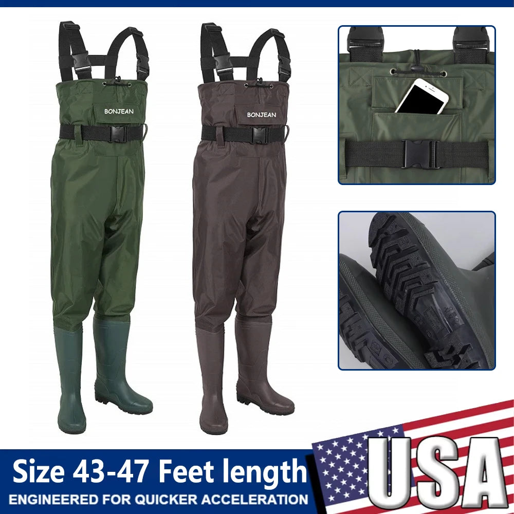 Waterproof Fishing Waders Pants Chest-Length Wader Boots Durable Breathable for Men Women Outdoor