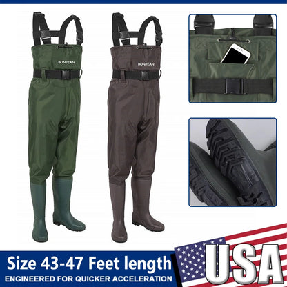 Waterproof Fishing Waders Pants Chest-Length Wader Boots Durable Breathable for Men Women Outdoor