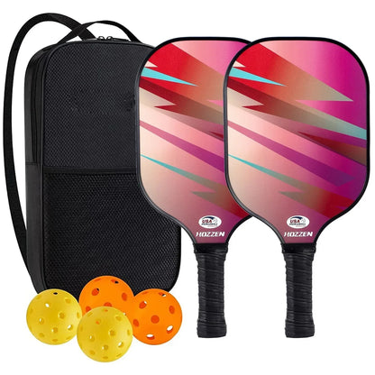 Pickleball Paddles Set Rackets Portable Racket Cover Carrying Bag Gift Kit USAPA Approved, Honeycomb Core 4 Balls