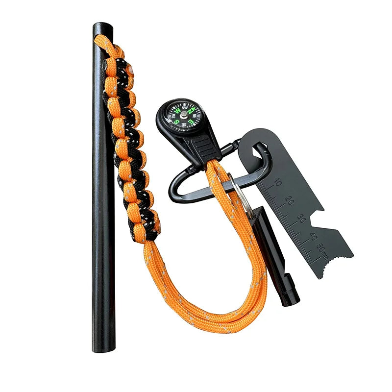 Bear Grylls Survival Fire Starter Magnesium Flint Rod, Portable Emergency Firesteel Kit Compass Whistle for Camping Hiking Tool