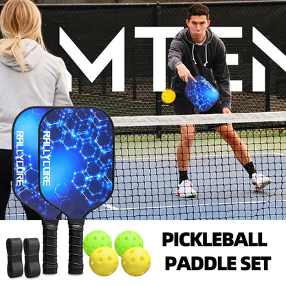 Pickleball Paddles Set of 2, Fiberglass Paddles with Friction Surface