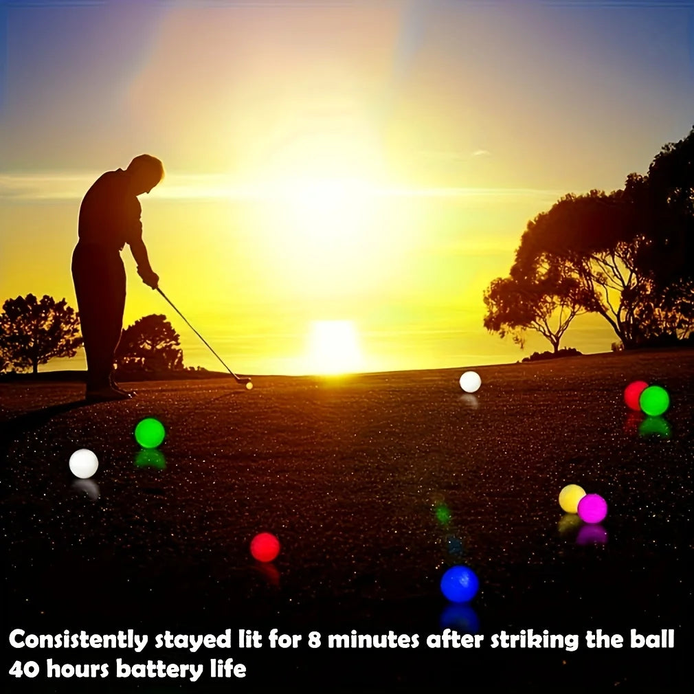 Luminous Golf Balls Set - 6/12/18 Piece Illuminated Night Golf Balls Six Colors Randomly Available for Enhanced Visibility