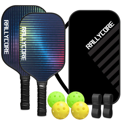 Pickleball Paddles Set of 2 with 4 Balls & Carry Bag,Honeycomb Core Paddles