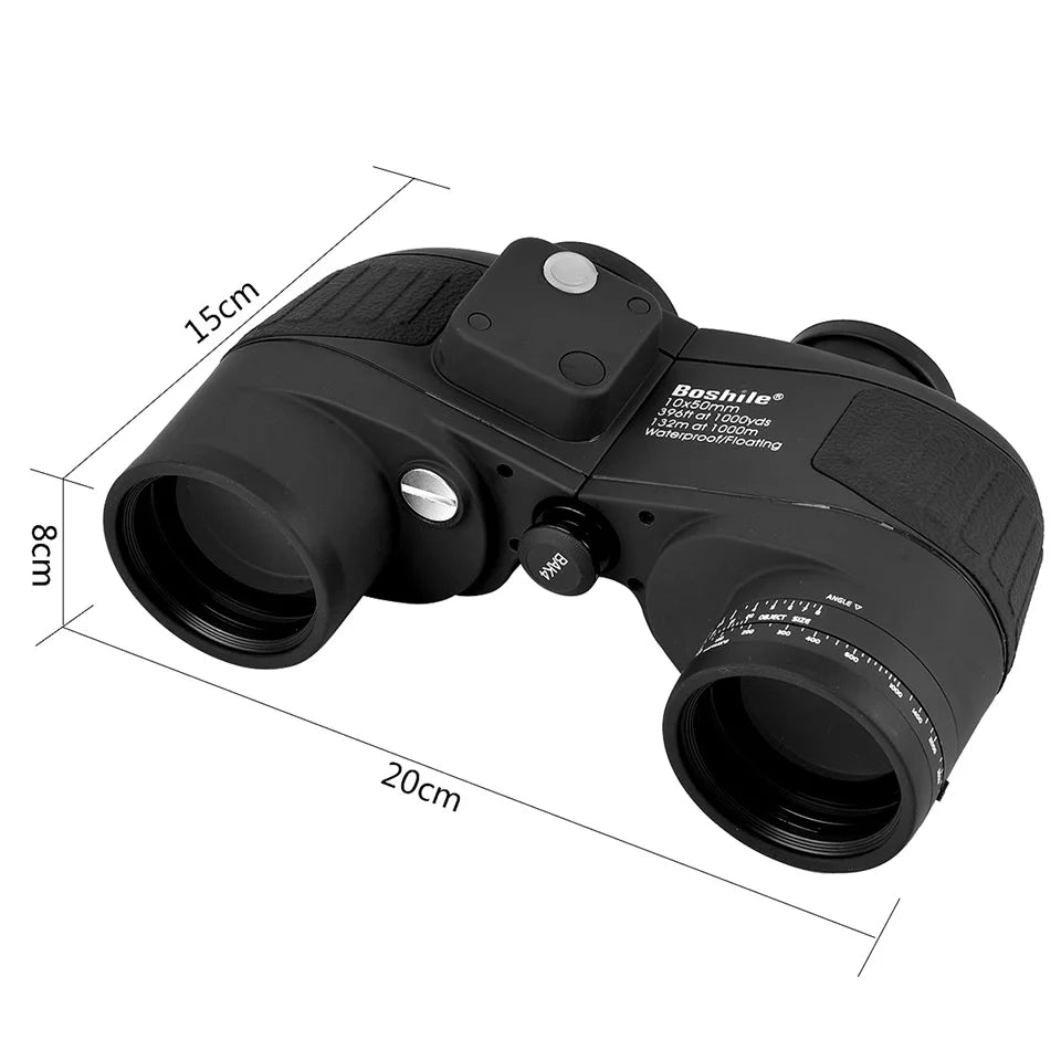 10x50 Binoculars with Rangefinder Compass BAK4 Prism FMC Lens eFogproof Waterproof Long Range