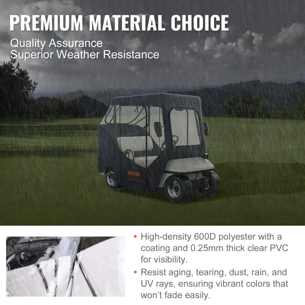 GOLF Cart Enclosure, 600D Polyester Driving Enclosure with 4-Sided Transparent Windows,