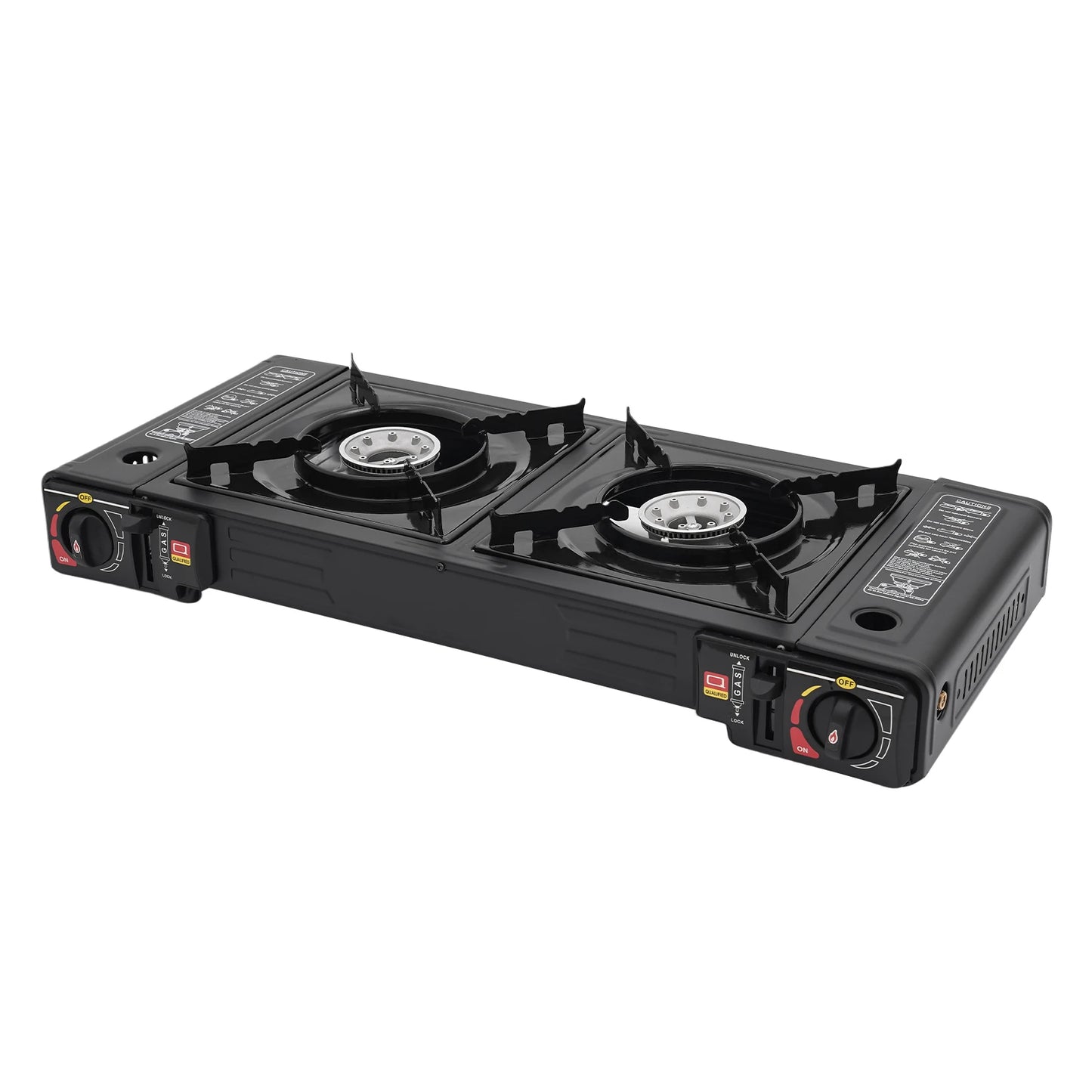 Portable Camping Stove with Storage Case, 2 Burner Outdoor Cooking System