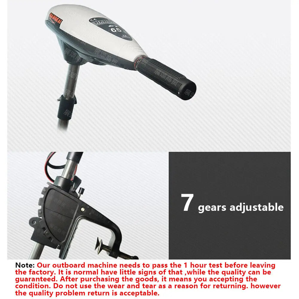 Trolling Motor Powerful Electric Boat Motor 65LBS 12V 660W Electric Outboard Motor for Fishing Boats Inflatable Kayaks