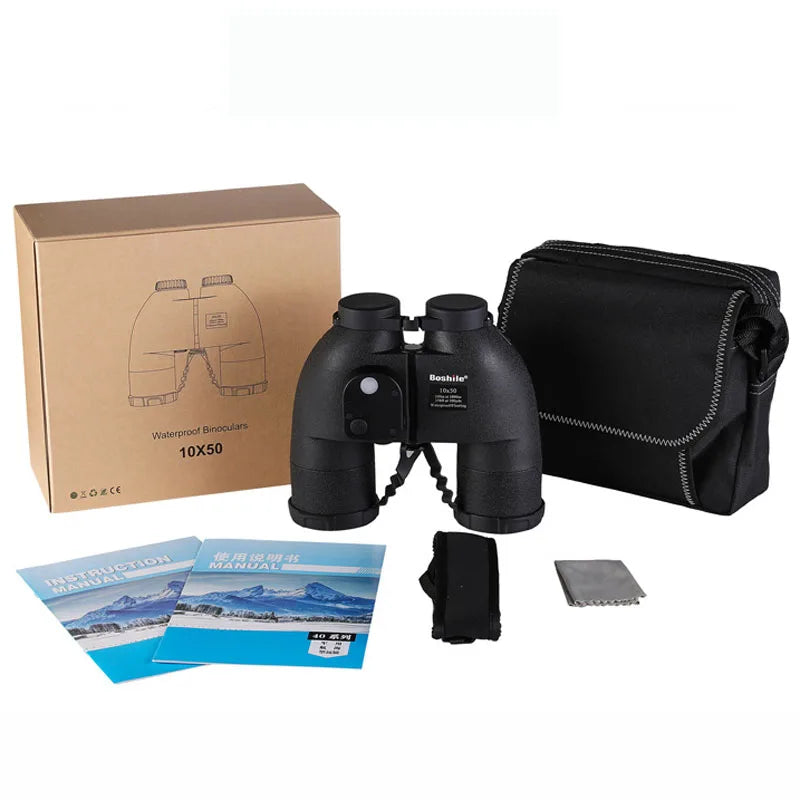 Nautical Binoculars  10x50 Rangefinder Compass Telescope High Powered Nitrogen Waterproof