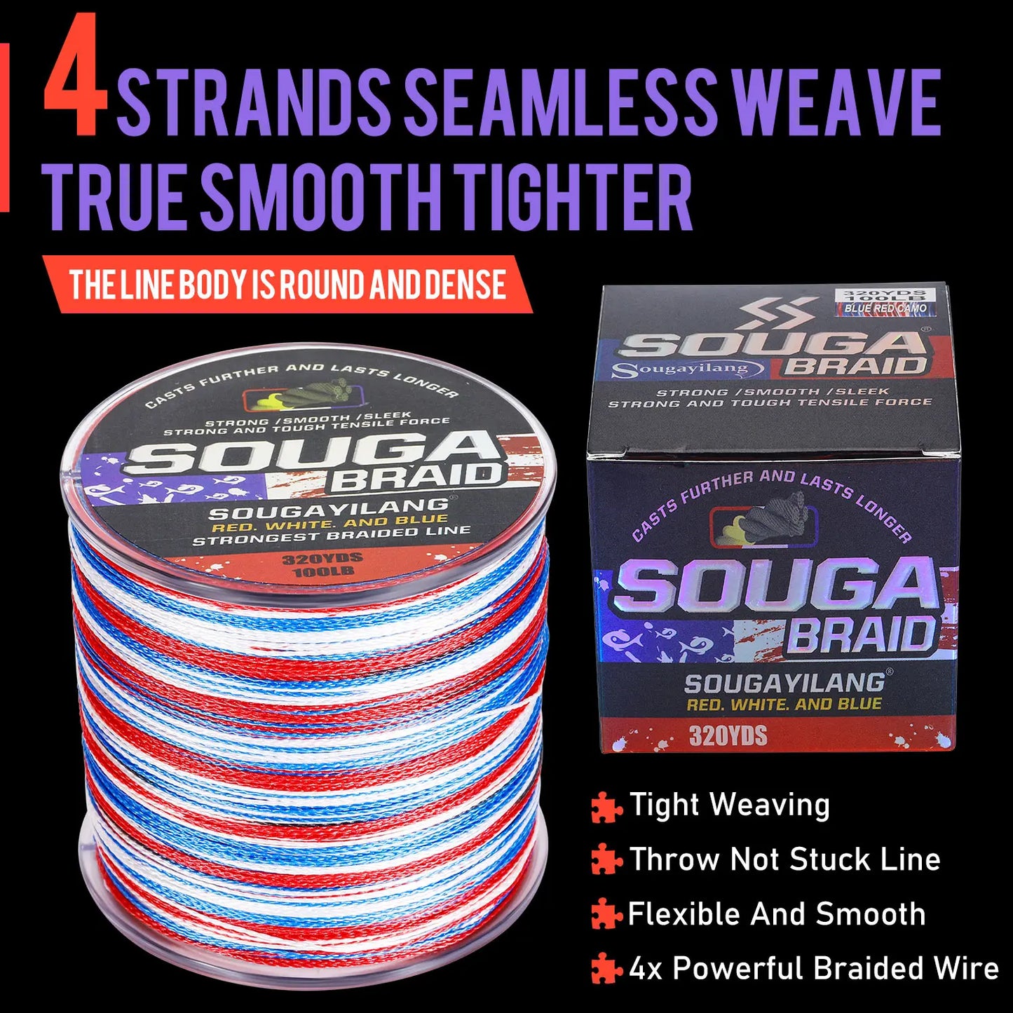 4 Strand Braided Fishing Line 300M Multifilament  Braided Wire Fishing
