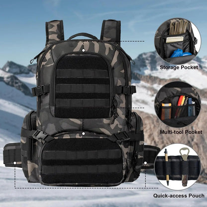 50L Tactical Backpack Military Style Camping Hiking Rucksack With Molle System