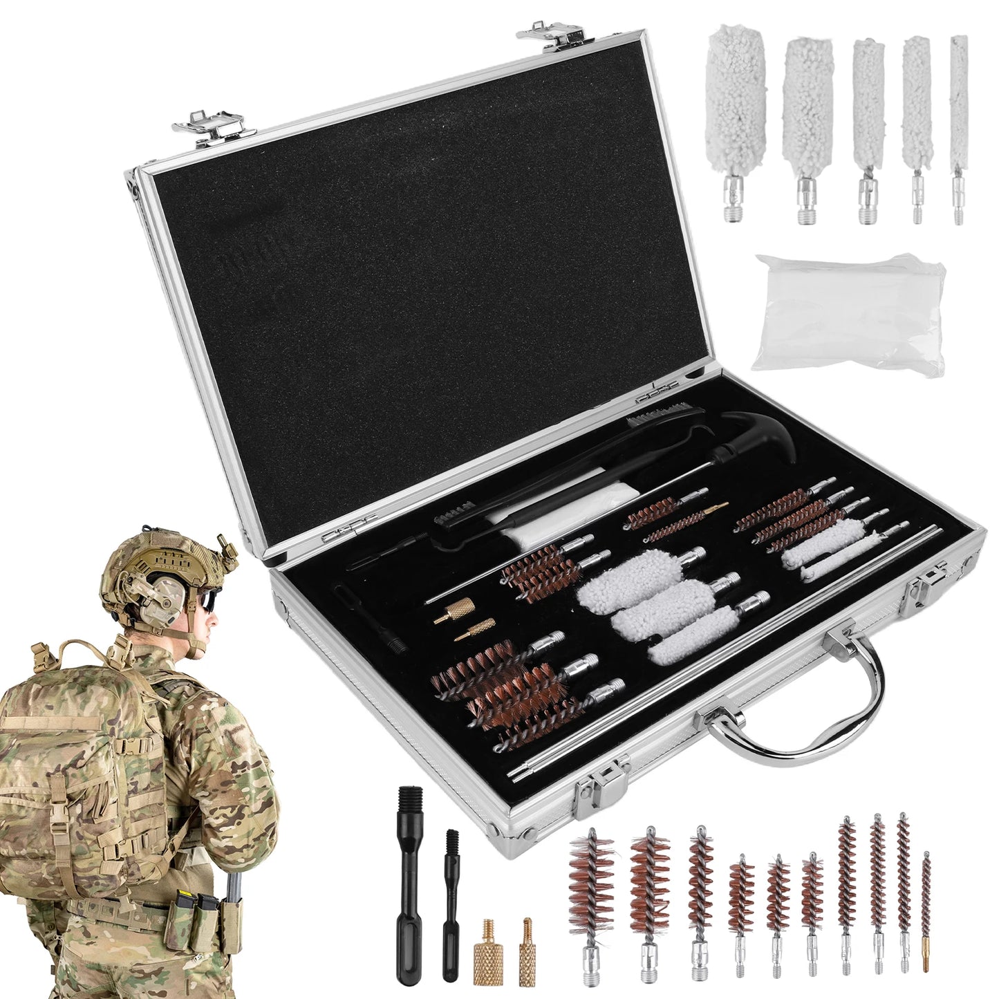 Gun Barrel Brush Box Set Gun Brush Pipe Cleaning Tools Kit Barrel Brush Tool for  Pistol Handgun Shotgun