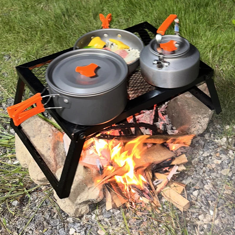 Heavy-duty bonfire grill, RV camping barbecue grill, firewood rack, kitchen shelf, barbecue grill,  outdoor camping