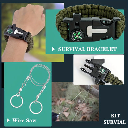 Ultimate Survival Gear Kit, 20-in-1 Emergency Survival Equipment & Tools,  for Camping, Hiking, and Outdoor Adventures