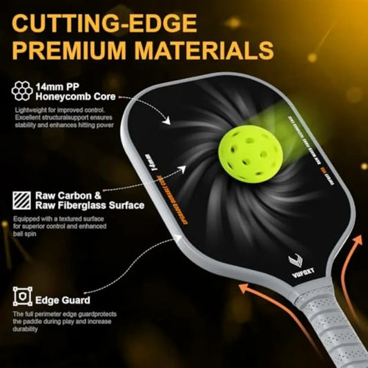 Pickleball Paddles Set of 2/4, USAPA Approved Carbon Fiber Surface Pickle Ball Set - 14mm PP Honeycomb Core of Lightweight Pick