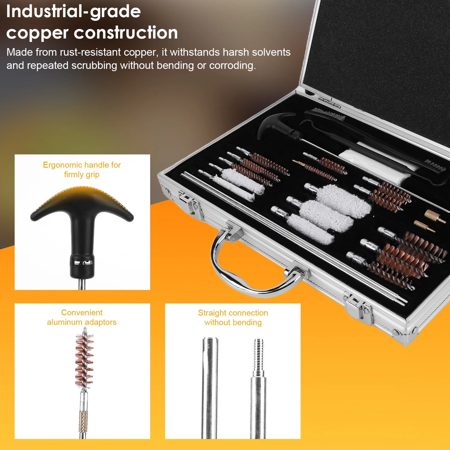 Gun Barrel Brush Box Set Gun Brush Pipe Cleaning Tools Kit Barrel Brush Tool for  Pistol Handgun Shotgun