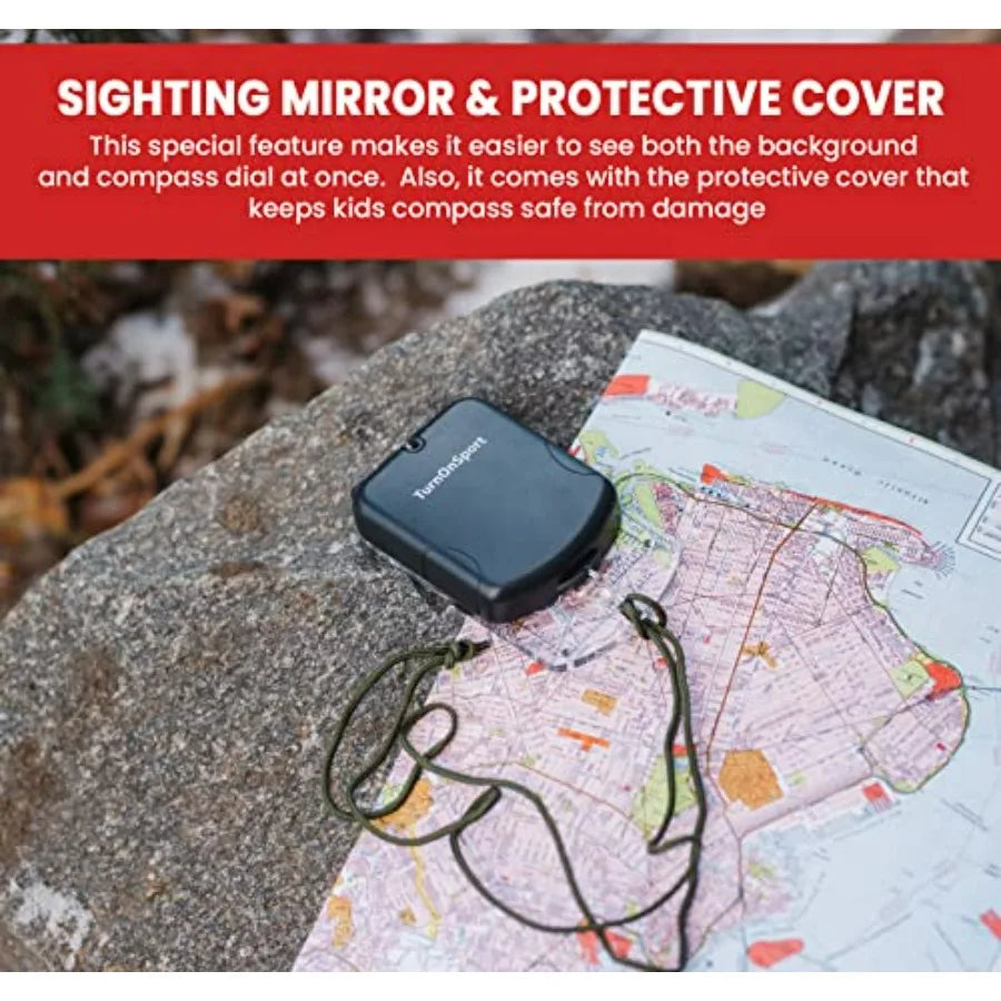 Boy Scout Sighting Compass - Adjustable Declination Mirror, Compass Base Plate,