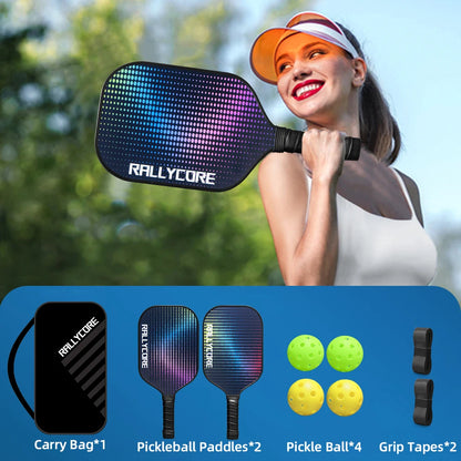 Pickleball Paddles Set of 2 with 4 Balls & Carry Bag,Honeycomb Core Paddles