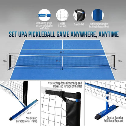 -Portable Pickleball Set with Net  4 USAPA Approved Graphite Paddles, Duffle Bag, Regulation Size Pickleball Net System,