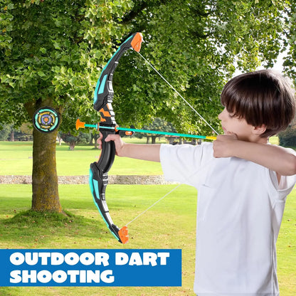Kids Bow and Arrow Set LED Light Up Archery Toy With 9 Suction Cup Arrows Target for Kid Ages 6-12