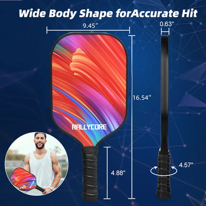 Pickleball Paddles Set of 2 with 4 Balls, Portable Carrying Bag, I Honeycomb Core