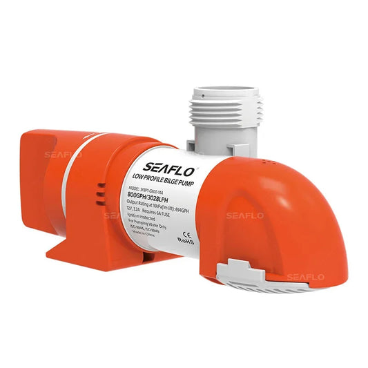 12V 1100 GPH Automatic Low Profile Water Sensing Bilge Pump | Compact Design, Check Valves, 360° Discharge