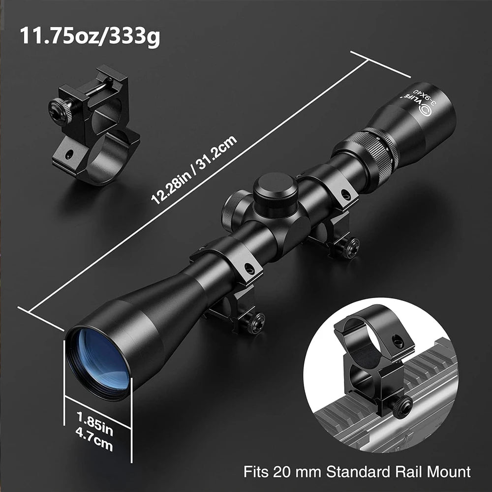 3-9X40 Hunting Deer  Rifle Scope Wire Mil Dot Reticle