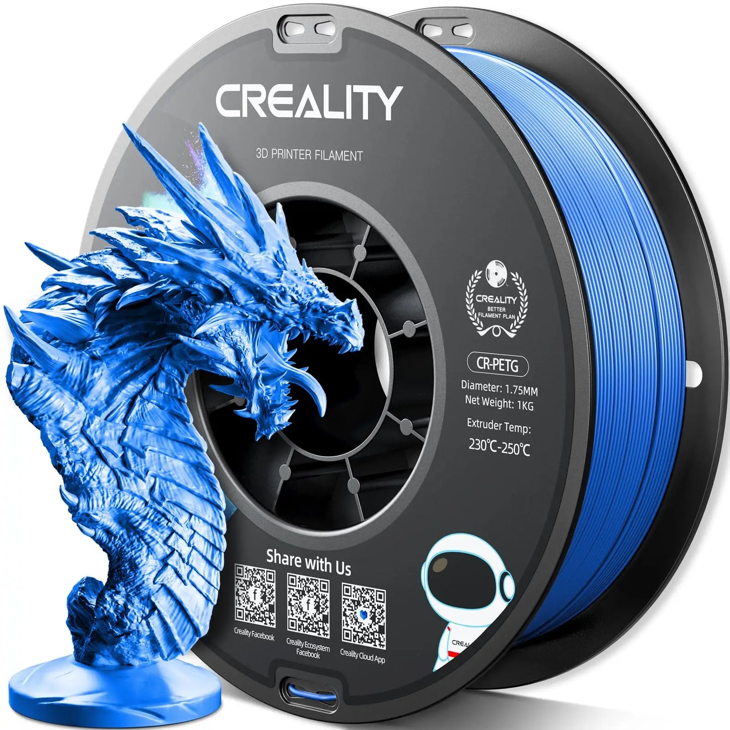 CREALITY PETG Filament 1.75mm 3D Printer Filament 1kg  Neatly Wound Spool