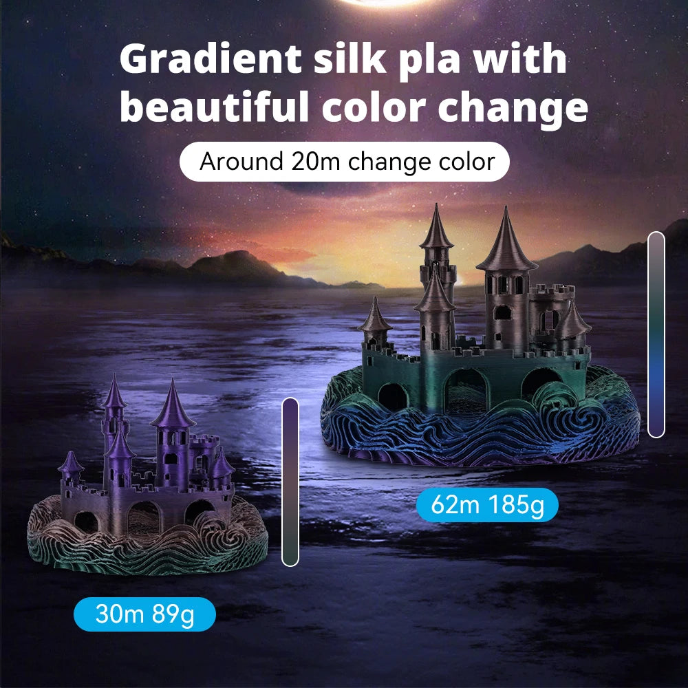 Rainbow Silk PLA Filament 1.75mm 1KG Multicolor  Materials Color  Smooth Silky