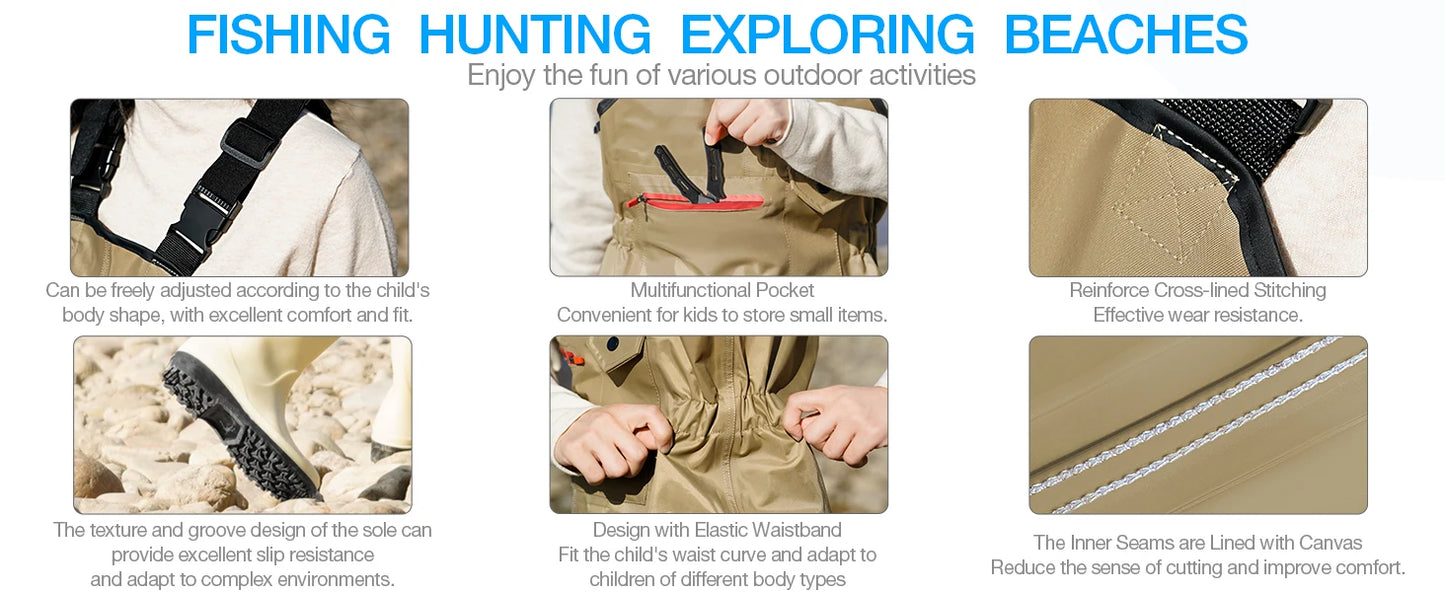 Chest Waders for Kids Waterproof Youth Waders for Hunting Fishing Waders with Boots for Children