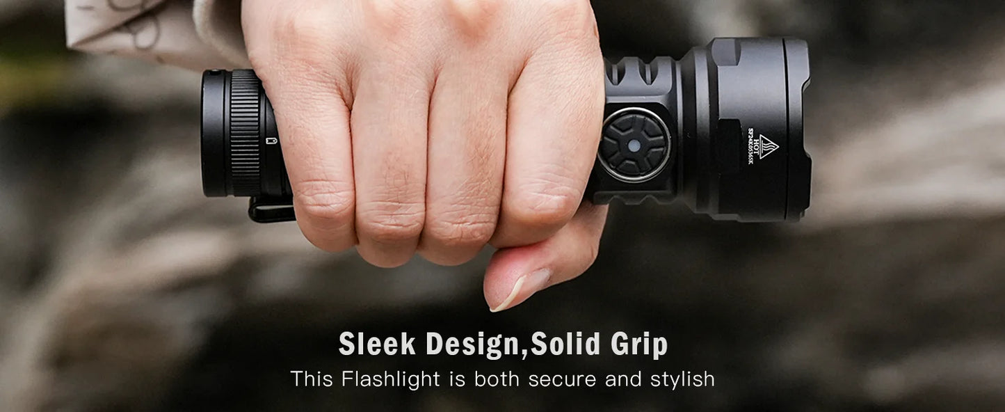 SOFIRN SR15 Rechargeable Flashlight 4500lm Super Bright Long Beam Distance EDC Torch for Camping Fishing