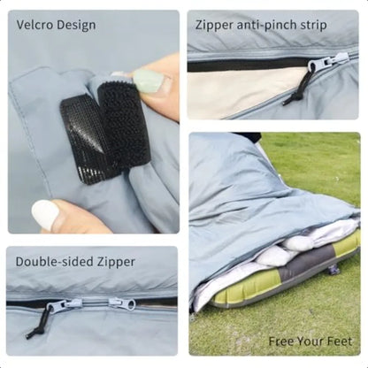Ultralight Backpacking Sleeping Bag1.5lbs Waterproof 2Way Zipper for Teens Couples
