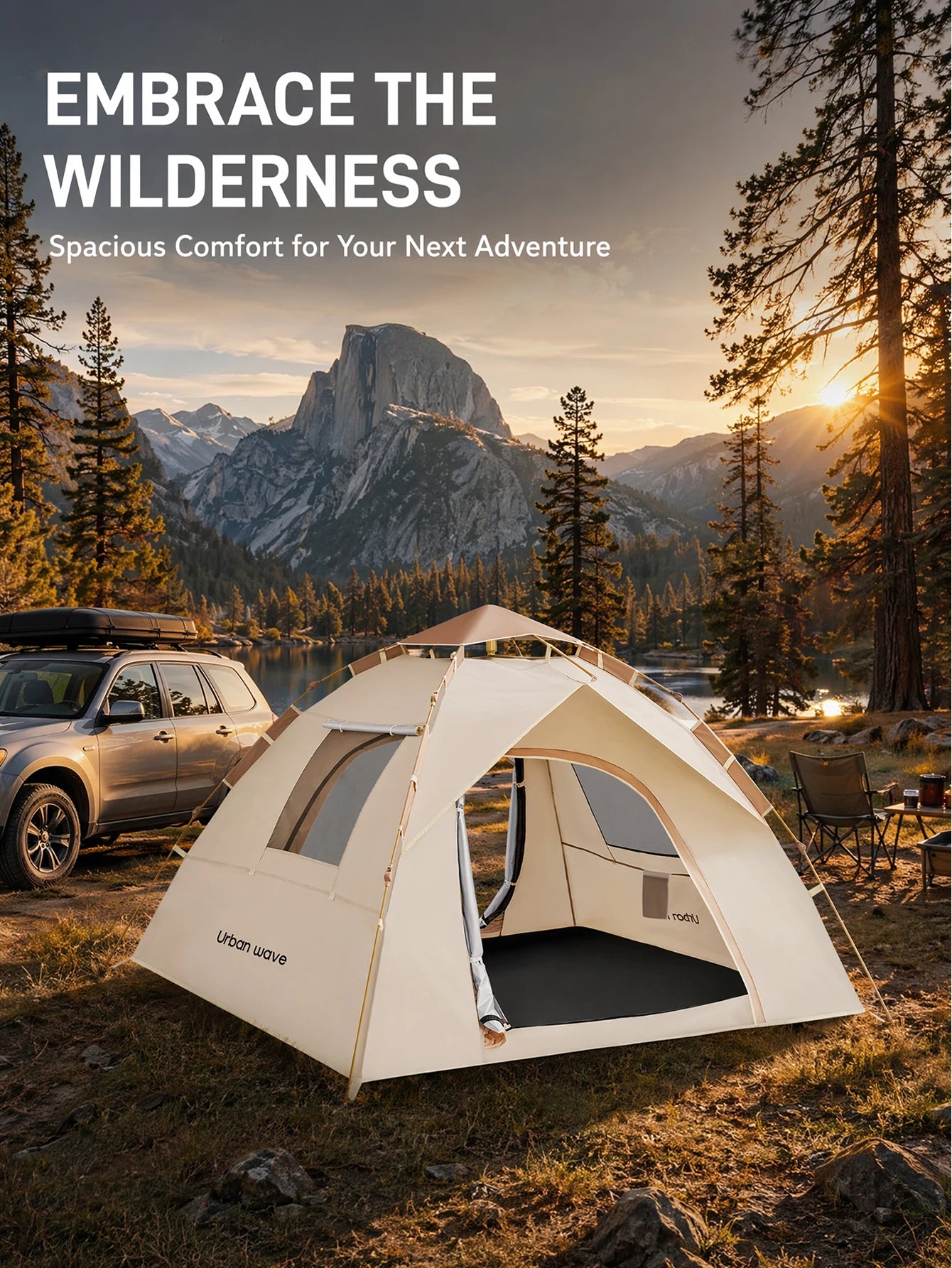 Automatic Pop-up Camping Tent, Windproof, Sunproof, and Waterproof, Portable and Foldable