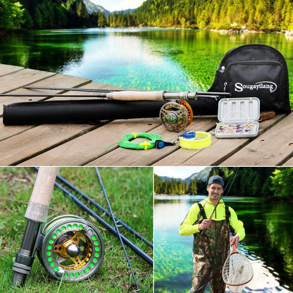 Lightweight Fly Fishing Rod Reel Combo with CNC Aluminum Alloy Reel, Complete Starter Package