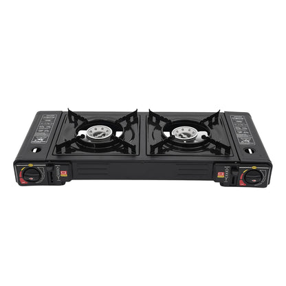 Portable Camping Stove with Storage Case, 2 Burner Outdoor Cooking System