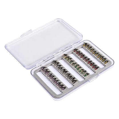 Fly Fishing Lure Kit 50X Artificial Fishing Baits With Storage Box Portable Fly Hook For Bass Trout Walleye Casual Activity Gear