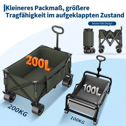 Camping Trolley Heavy Duty Portable Collapsible Festival Cart with All Terrain Wheels