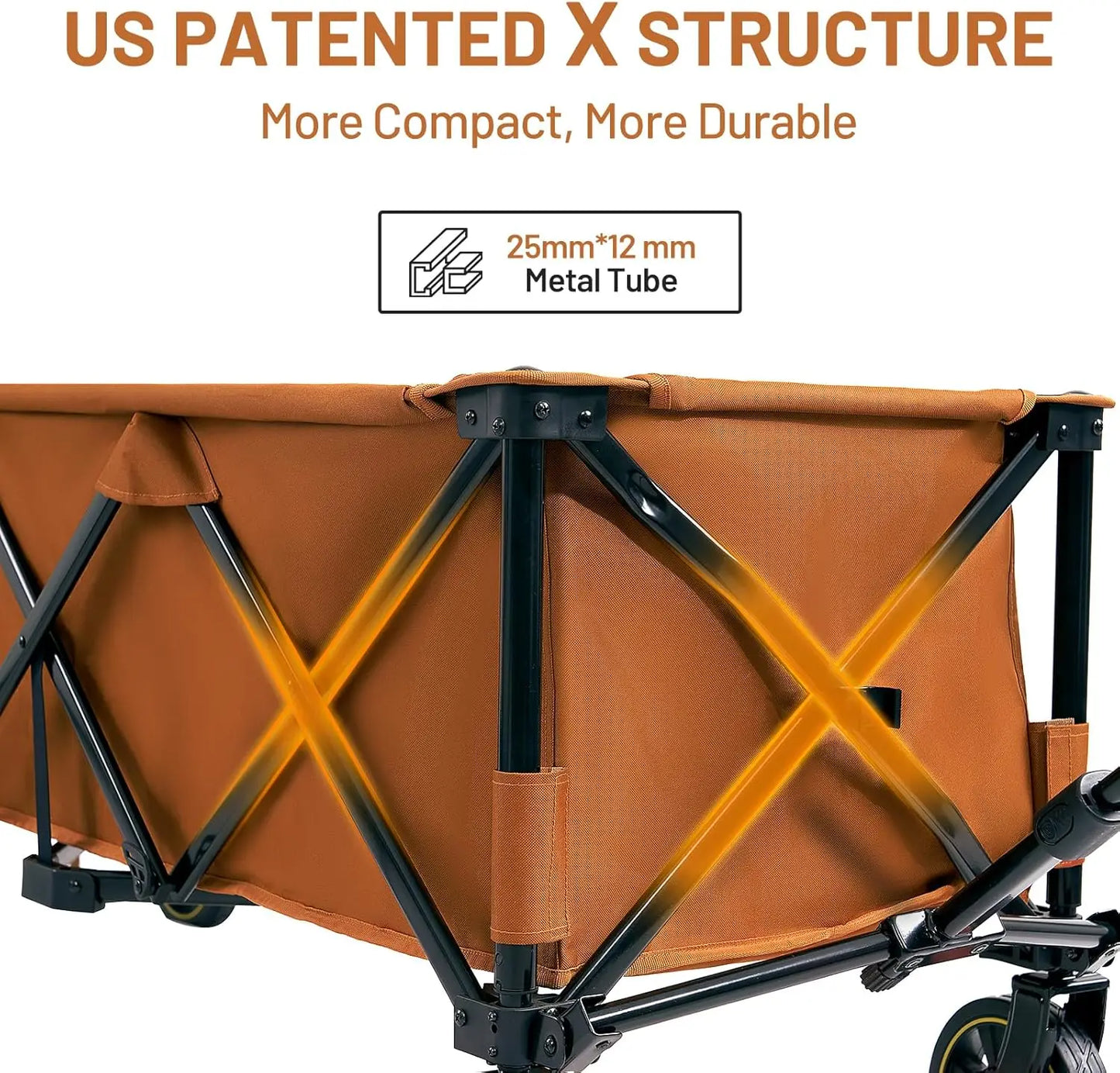 51.2'' Extended Collapsible Wagon Cart with Brakes and Cargo Net 350LBS  with Adjustable Handle