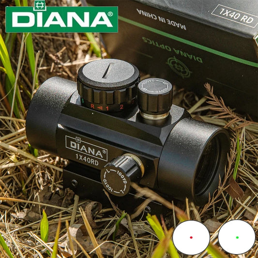 DIANA 1x40 Green Red Dot Scope Optics with 11/20mm Mount Outdoor Optical Tool Riflescope
