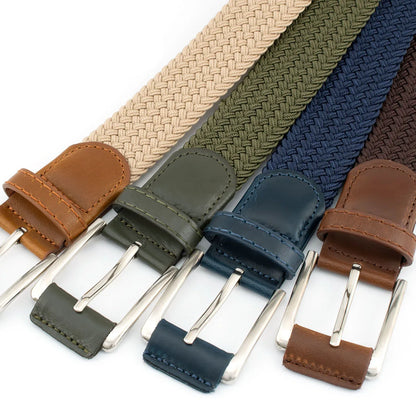 Stretch Woven Breathable Alloy Pin Buckle Belt for Men Women