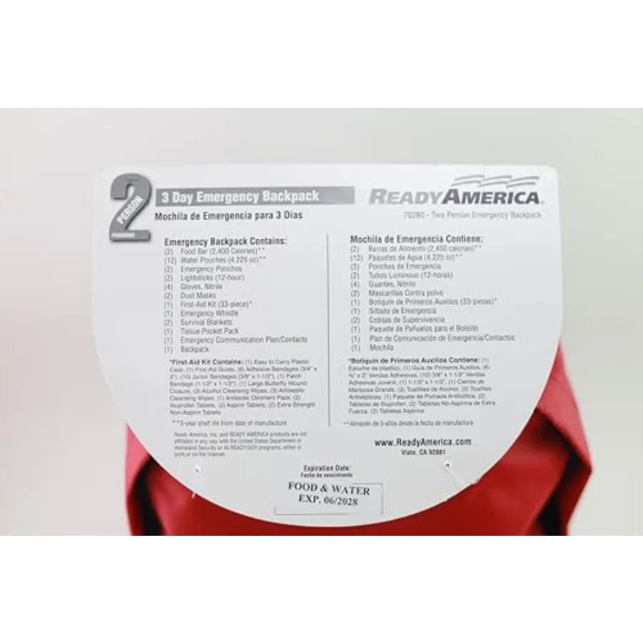 72 Hour Emergency Kit 2Person Portable Preparedness GoBag for Camping