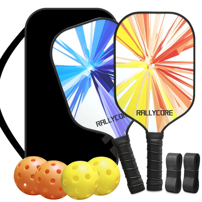 Pickleball Paddles Set of 2, Fiberglass Paddles with Friction Surface