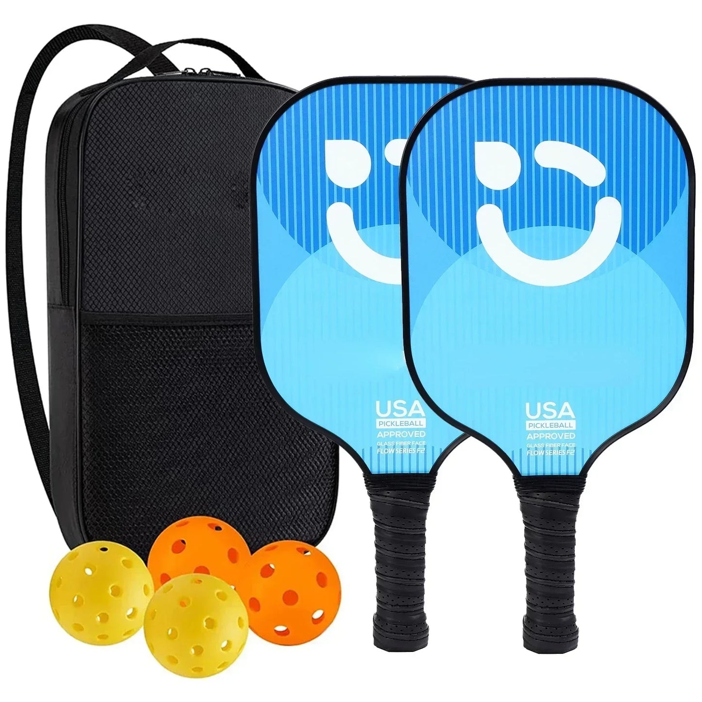 Pickleball Paddles Set Rackets Portable Racket Cover Carrying Bag Gift Kit USAPA Approved, Honeycomb Core 4 Balls