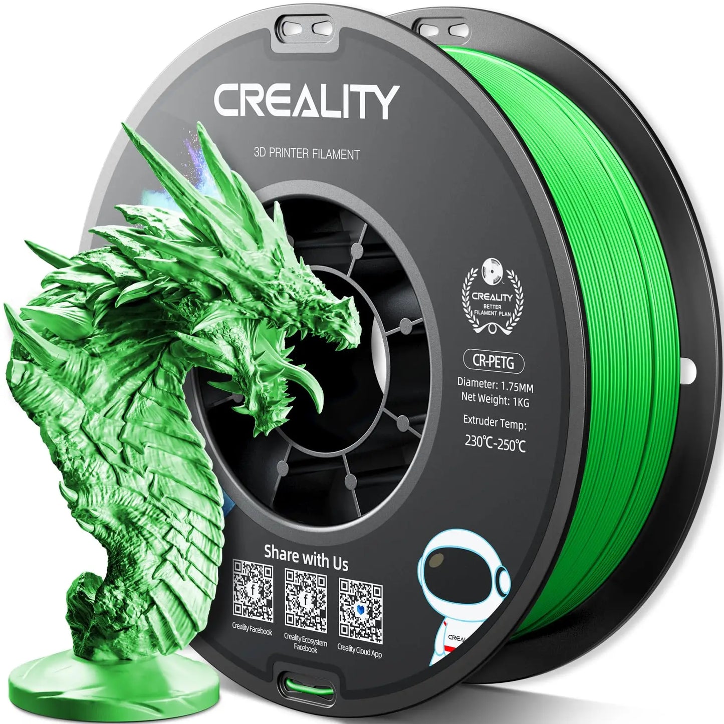 CREALITY PETG Filament 1.75mm 3D Printer Filament 1kg  Neatly Wound Spool