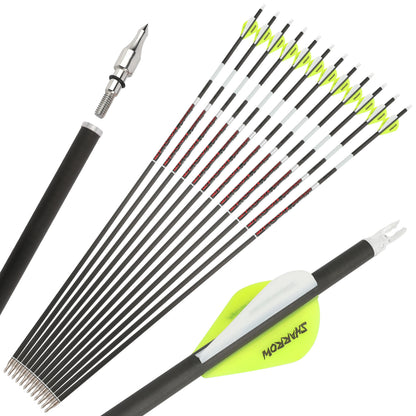 Pure Carbon Arrows 12Pcs Multi-Spine 300/400/500 ±0.003" Straightness 6.2mm ID