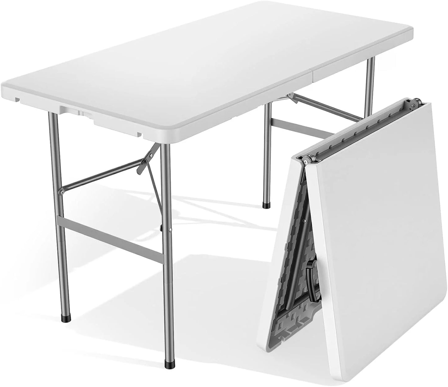 4 FT Folding Picnic Table Easy to Fold and Store, Foldable Table with Carrying Handle