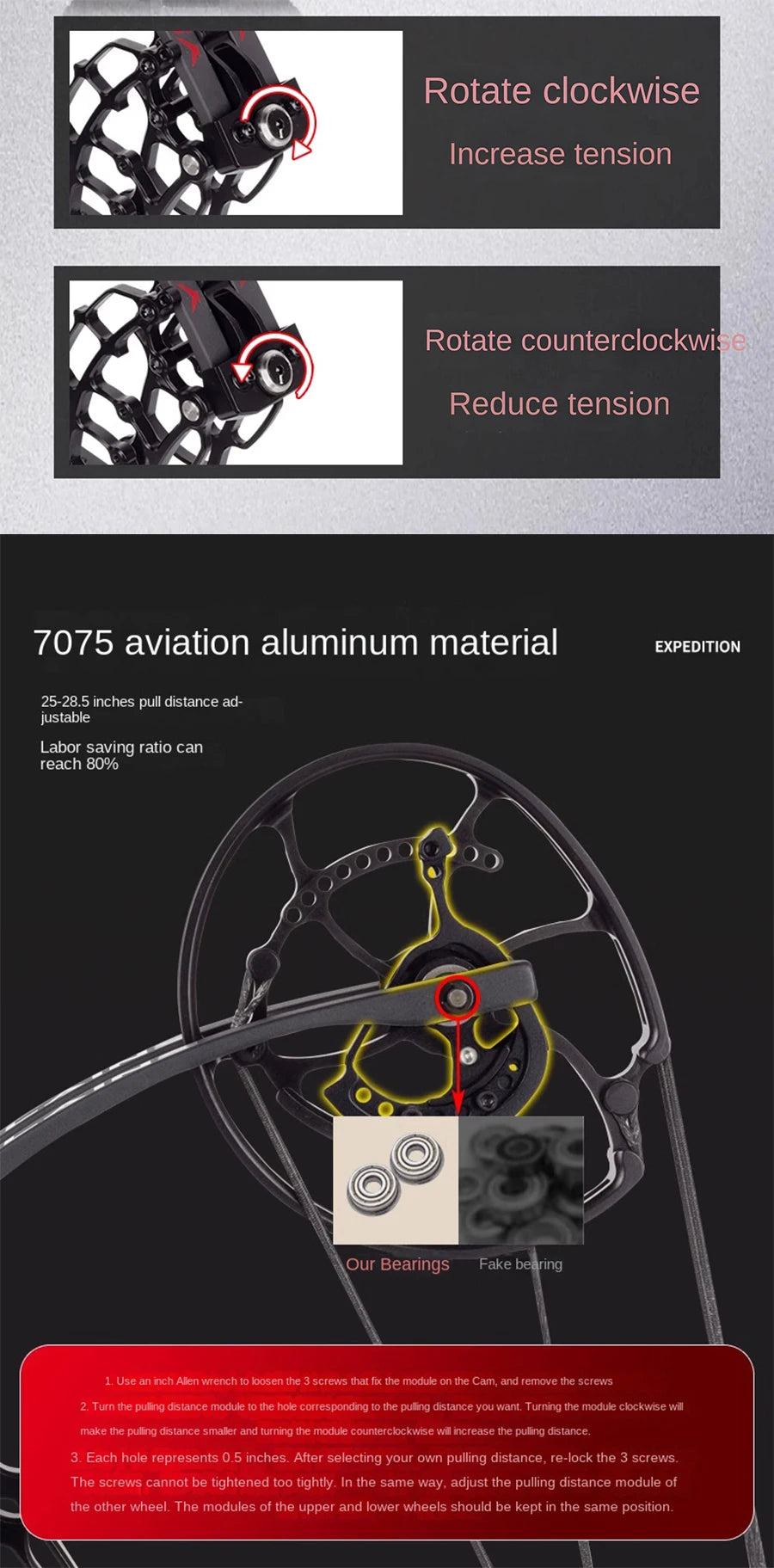 Compound Bow Adjustable Pound Draw Length,Dual-Use (Steel Balls/Arrows)