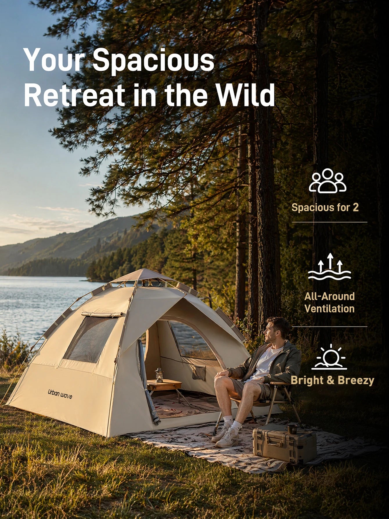Automatic Pop-up Camping Tent, Windproof, Sunproof, and Waterproof, Portable and Foldable
